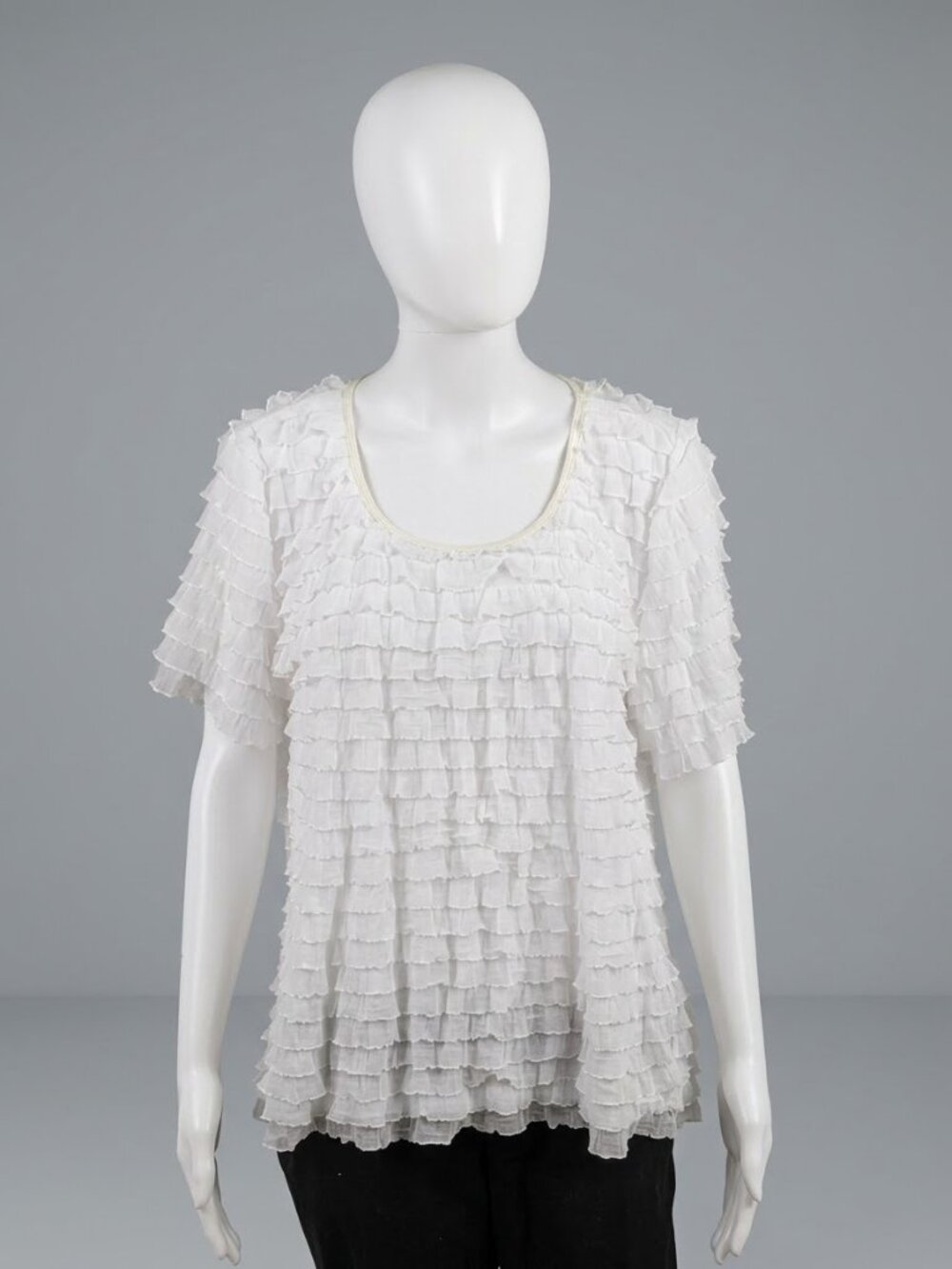Cato white textured short sleeve top